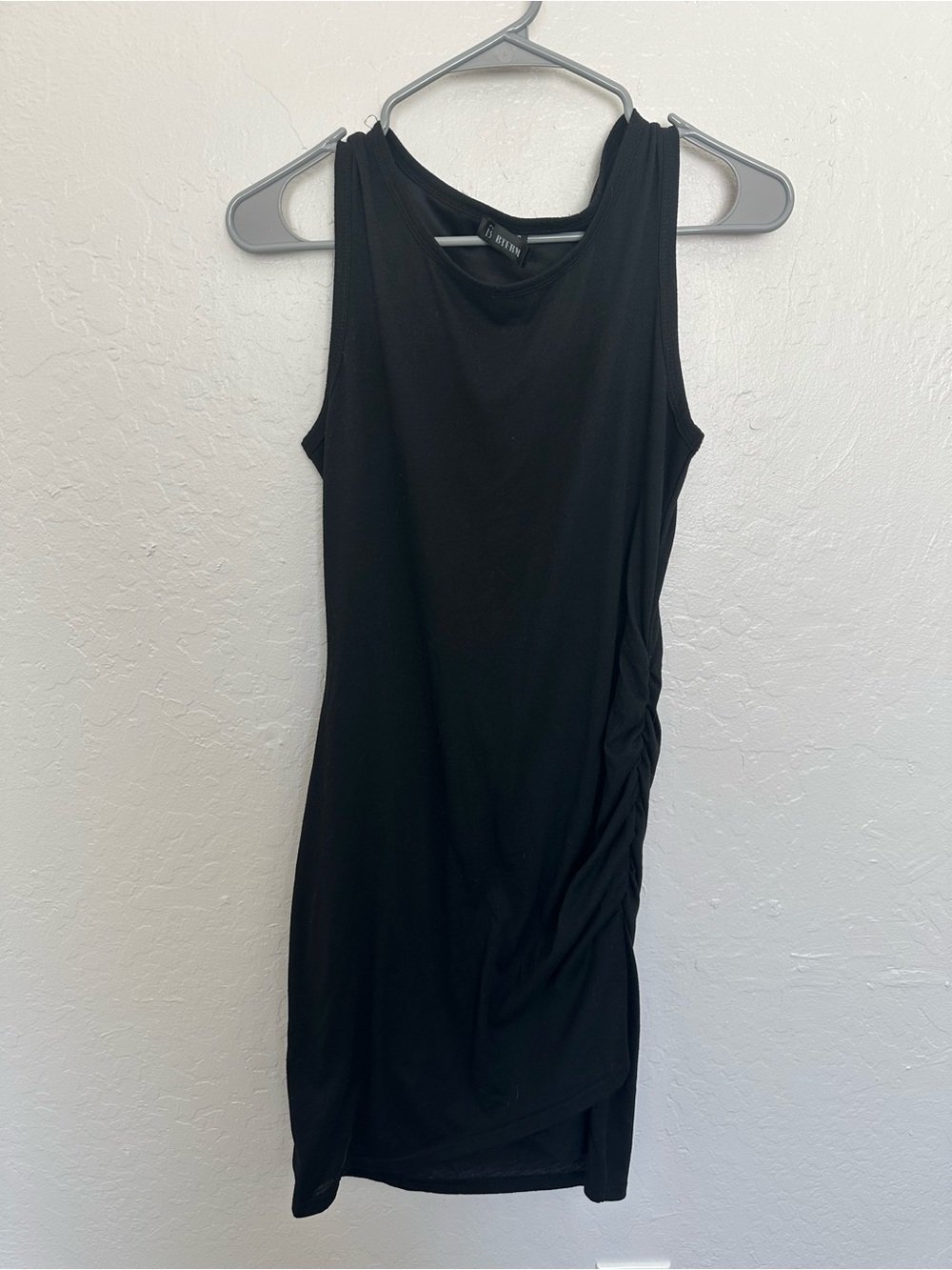 BTFBM Black Sleeveless Ruched Bodycon Mini Dress Size S